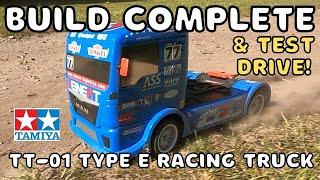 Tamiya Man TGS Racing Truck Build and Test Drive. Brushless TT 01 Type E chassis.