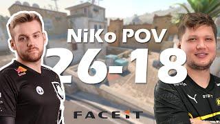 NiKo (26-18) vs s1mple on FACEIT dust2 (CS2 POV) Oct 18, 2024