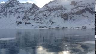 Alpine frozen lake in Switzerland