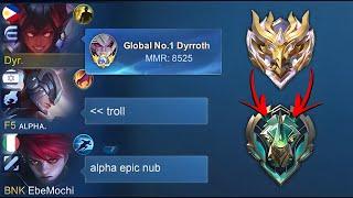 MY FIRST DYRROTH MATCH ON EPIC RANK!!(team troll me hard)