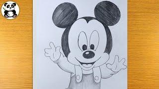 Kid micky mouse pencil drawing | Disney cartoon drawing ​⁠@TaposhiartsAcademy