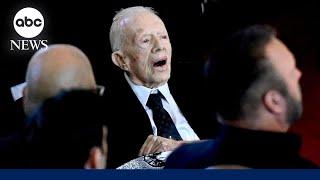 Jimmy Carter arrives for his late wife Rosalynn Carter's tribute service