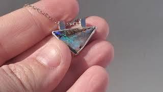 Boulder opal necklace / opal jewelry / opal pendant / Australian opal / black opal / crystal opal