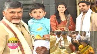 Chandrababu Naidu Family In Tirumala - Nara Lokesh - Brahmani - Devansh Aksharabhyasam