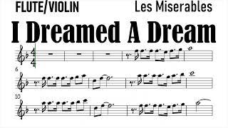 I Dreamed a Dream Flute Violin Sheet Music Backing Track Play Along Partitura