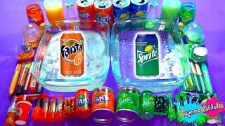 Mezclando Fanta VS Sprite en Slime (naranja vs verde) - Supermanualidades