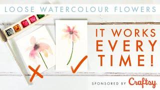 Follow This ONE Rule For Perfect Loose Watercolour Flowers! Sponsored by Craftsy