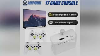 Ampown Y7 Video Game Console Linux System 256G Built 12000 Games Rechargeable Wireless Handle Low La