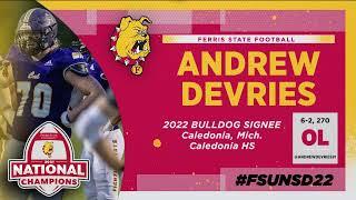 2022 Ferris State Football Signee | Andrew DeVries #FSUNSD22