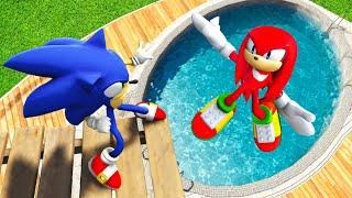 GTA 5 Sonic vs Knuckles Water Ragdolls & Fails Ep.1 [Euphoria Physics / Flooded Los Santos]