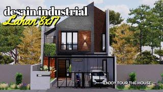 Desain Rumah Industrial Lahan 8x17 || 4 BED + 1