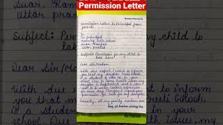 Permission letter | Permission letter to principal from parents #shorts #youtubeshorts #handwriting