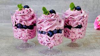 Blueberry and white chocolate mousse recipe. Only 3 ingredients! Easy and Yummy!