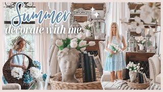 SUMMER DECORATING IDEAS | SUMMER DECORATE WITH ME | WHITE  & BLUE SUMMER DECOR | SIMPLE SUMMER DECOR