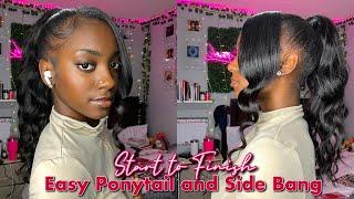 EASY PONYTAIL AND SIDE BANG TUTORIAL *BEGINNER FRIENDLY* | Ywigs Hair ️