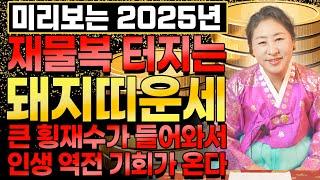 미리보는 2025년 을사년 재물복 터지는 돼지띠운세! 내년에 삼재지만 큰 횡재수가 들어와서 인생 역전기회가 들어온다! 이제는 벼락 부자가 되는 돼지띠! | 2025년 돼지띠운세