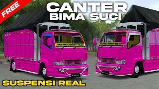 REVIEW DAN SHARE MOD BUSSID TRUK CANTER $ALE  BIMA SUCI‼️ SUSPENSI REAL