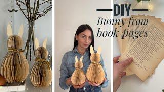 DIY paper Honeycomb Easter Bunnyeasy to make/ Easter bunny from book pages/ Easter decoration