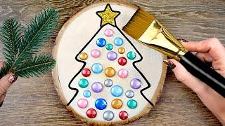 How to Paint Christmas Trees on Wood | Easy Acrylic Painting