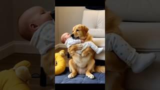 OMG!!! DOG Takes CARE Of BABY Like A Hume #dog #doglover #pets #baby #pet #petlover