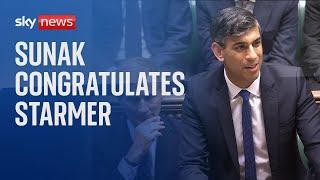 Rishi Sunak congratulates Sir Keir Starmer ahead of his 'formidable task' in leading country