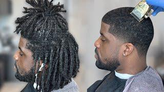 HOW TO CUT AND TRANSFORM LOCS TO A TAPER FADE | BARBER TUTORIAL | GAMECHANGER | MUST SEE