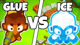 Is the ICE Monkey or GLUE Gunner *BETTER* with DRUID?? | Bloons TD Battles 2