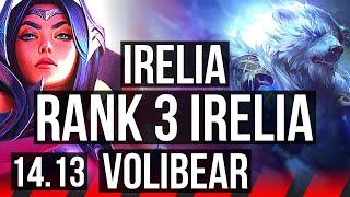 IRELIA vs VOLIBEAR (TOP) | Rank 3 Irelia, 10 solo kills, 43k DMG | EUNE Challenger | 14.13