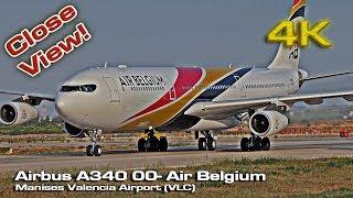 Air Belgium's  [4K] Airbus A340 (00-ABB) Valencia (Close view)