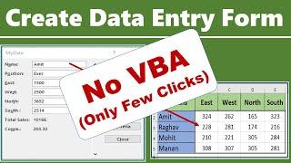 How to Create Excel Data Entry Form Without VBA (Easy Way) (In Hindi)