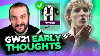 GORDON OR MBEUMO?  | EARLY TEAM THOUGHTS | GAMEWEEK 21 | Fantasy Premier League Tips 2024/25