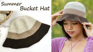 Easy Crochet Summer Bucket Hat Tutorial | Crochet 3Color Bucket Hat DIY