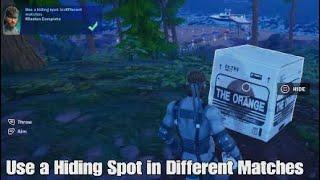 Use a Hiding Spot in Different Matches - Fortnite Solid Snake Quest