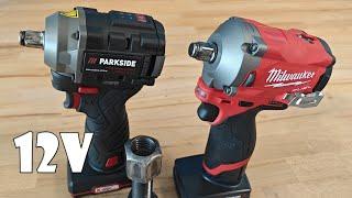 Parkside Performance Impact Wrench PPDSSA 12 A1 vs Milwaukee Stubby Impact Wrench 12V