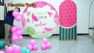 Mocsicka Summer Watermelon Theme Round Cover + Arch Cover Decoration