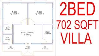 HOUSE PLAN DESIGN | EP 62 | 700 SQUARE FEET 2 BEDROOMS HOUSE PLAN | LAYOUT PLAN