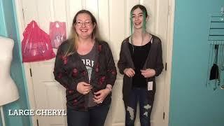 The LuLaRoe Cheryl cardigan sizing on us