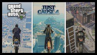 Falling From HIGH PLACES On a BIKE in 10 OPEN-WORLD Games (2002-2022)