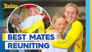 Aussie Gold medalist Ariarne Titmus's emotional reuniting with best mate | Today Show Australia