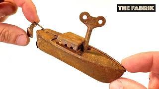 1940's mini Clockwork Tin Boat  -  Restoration