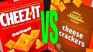 Cheez It or Dollar Tree Baker's Harvest Cheese Crackers - FoodFights Cheep vs Expensive Challenge