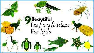 9 Beautiful leaf craft ideas for kids - Leaf Art | leaf craft ( leaves craft ) | leaf craft for kids