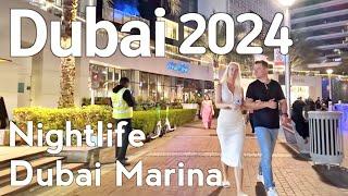 Dubai [4K] Dubai Marina Night Walking Tour 2024 