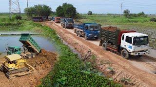 Great Operator Action Komatsu D51P & D31P Dozer Push Land Filling Up into Water ​To Build Road, Ep08