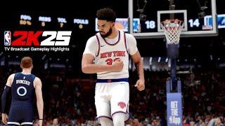 NBA 2K25 | KAT in NYC! (First look) | Knicks vs Wolves | TV Broadcast Highlights