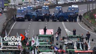 Farmer protests: Armoured police vehicles block highway as tractors push to reach Paris