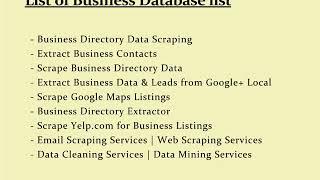 USA, UK and Canada Business Directory Data - Data Scraping Services