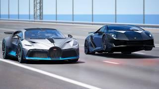 +10,000HP!!! Lamborghini Sesto Elemento vs Bugatti Divo | DRAG & TRACK RACE