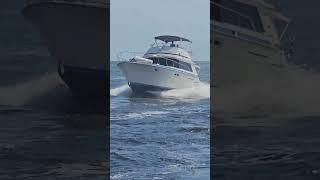 Big Boat Speeding into the Inlet Venice Florida Jetty #JettyAdventure #GulfCoast #BoatingLife