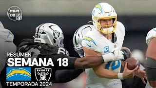 Los Angeles Chargers vs Las Vegas Raiders | Resumen NFL en español - Semana 18 | NFL Highlights 2024